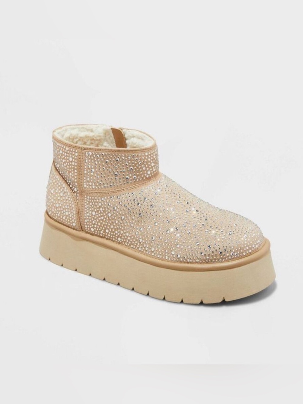 Wild Fable Women's Missy Platform Booties with Memory Foam In Beige
